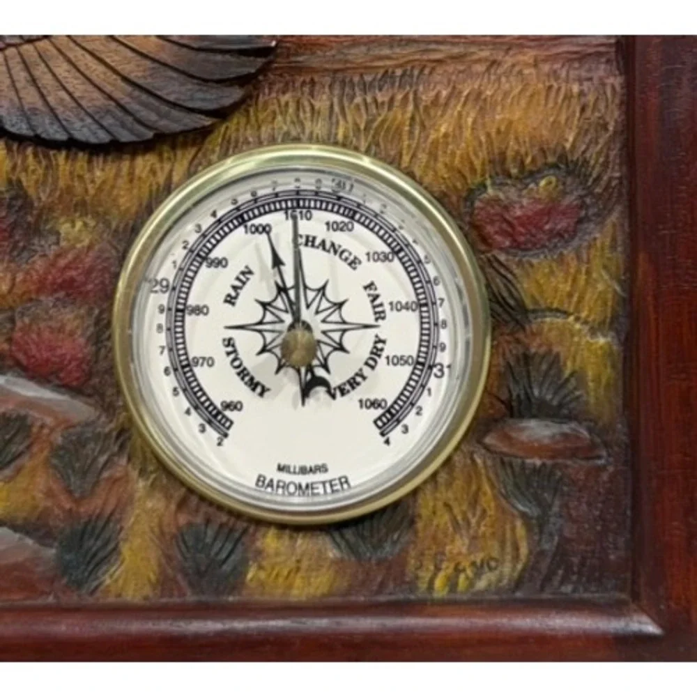 Bridger Trading Company Pheasant Wood Relief Weather Station Clock Barometer